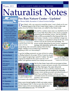 The cover of the Winter 2023 Naturalist Notes Newsletter