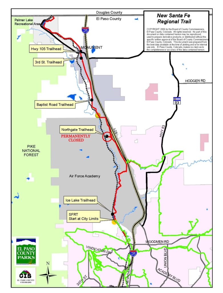 Map Showing Northgate Trailhead Closure