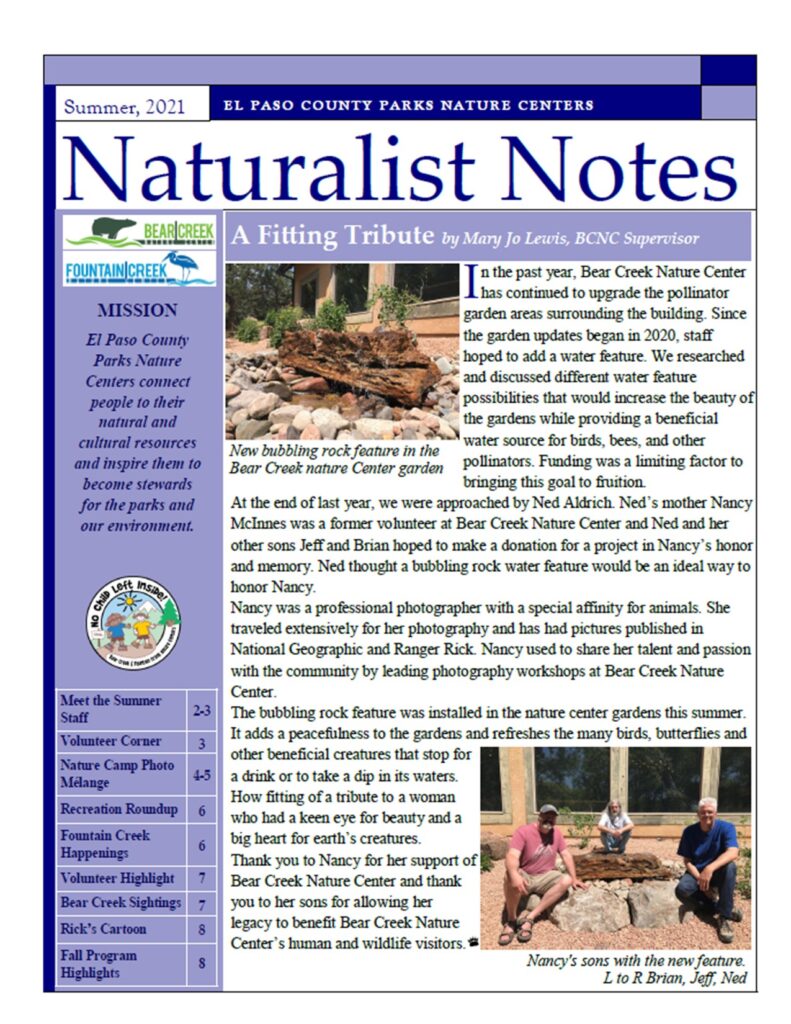 Summer 2021 Naturalist Notes